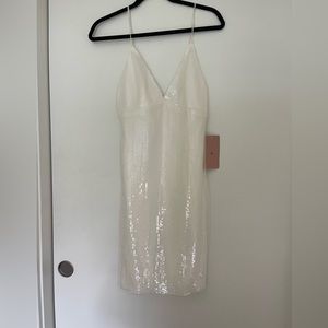 NWT Amsale Little White Sequin Dress Size 4